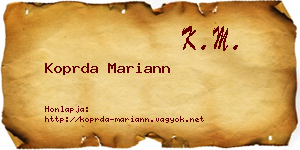 Koprda Mariann névjegykártya